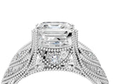 White gold Asscher Cut Cut Milgrain Pave Diamond Engagement Ring with Four-Prong Setting_19