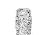 White gold Asscher Cut Cut Milgrain Pave Diamond Engagement Ring with Four-Prong Setting_20