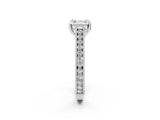 White gold Asscher Cut Cut Pave Band Milgrain Solitaire Ring_28