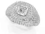 White gold Asscher Cut Diamond Bezel Set Pavé Dome Mens Ring_1