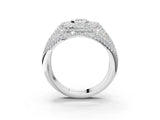 White gold Asscher Cut Diamond Bezel Set Pavé Dome Mens Ring_3