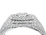 White gold Asscher Cut Diamond Bezel Set Pavé Dome Mens Ring_4