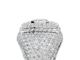 White gold Asscher Cut Diamond Bezel Set Pavé Dome Mens Ring_5