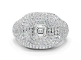 White gold Asscher Cut Diamond Bezel Set Pavé Dome Mens Ring