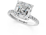 White gold Asscher Cut Diamond Brilliant Solitaire Ring with Pavé Band and Four-Prong Setting_106