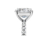 White gold Asscher Cut Diamond Brilliant Solitaire Ring with Pavé Band and Four-Prong Setting_124