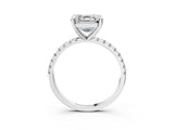 White gold Asscher Cut Diamond Brilliant Solitaire Ring with Pavé Band and Four-Prong Setting_164
