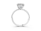 White gold Asscher Cut Diamond Brilliant Solitaire Ring with Pavé Band and Four-Prong Setting_185