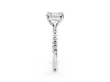 White gold Asscher Cut Diamond Brilliant Solitaire Ring with Pavé Band and Four-Prong Setting_19