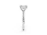 White gold Asscher Cut Diamond Brilliant Solitaire Ring with Pavé Band and Four-Prong Setting_279