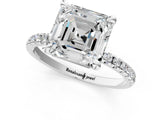 White gold Asscher Cut Diamond Brilliant Solitaire Ring with Pavé Band and Four-Prong Setting_44