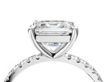 White gold Asscher Cut Diamond Brilliant Solitaire Ring with Pavé Band and Four-Prong Setting_77