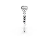 White gold Asscher Cut Diamond Cathedral Solitaire Ring with Round with Moissanite side stone Pavé Band_14