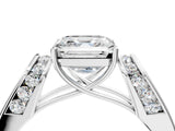 White gold Asscher Cut Diamond Channel Set Solitaire Ring with Four-Prong Setting_110