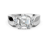 White gold Asscher Cut Diamond Channel Set Solitaire Ring with Four-Prong Setting_22