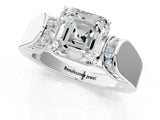White gold Asscher Cut Diamond Channel Set Solitaire Ring with Four-Prong Setting_23
