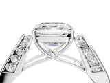 White gold Asscher Cut Diamond Channel Set Solitaire Ring with Four-Prong Setting_26