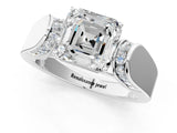 White gold Asscher Cut Diamond Channel Set Solitaire Ring with Four-Prong Setting_83