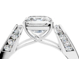 White gold Asscher Cut Diamond Channel Set Solitaire Ring with Four-Prong Setting_86