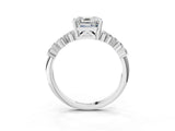White gold Asscher Cut Diamond Cluster Pavé Band with Four-Prong Setting_12