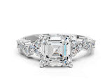 White gold Asscher Cut Diamond Cluster Pavé Band with Four-Prong Setting_9