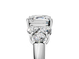 White gold Asscher Cut Diamond Cluster Ring with Round Accent Stones and Prong Setting on a Classic Band_66