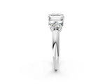 White gold Asscher Cut Diamond Cluster Ring with Round Accent Stones and Prong Setting on a Classic Band_72