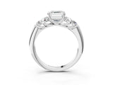 White gold Asscher Cut Diamond Cluster Ring with Round Accent Stones and Prong Setting on a Classic Band_74