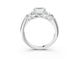 White gold Asscher Cut Diamond Cluster Ring with Round Accent Stones and Prong Setting on a Classic Band_80
