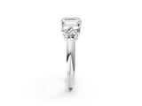 White gold Asscher Cut Diamond Cluster Ring with Round Accent Stones and Prong Setting on a Classic Band_86