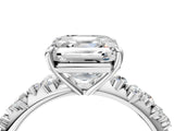 White gold Asscher Cut Diamond Cluster Side Stone Solitaire Ring with Prong Setting_90