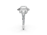 White gold Asscher Cut Diamond Double Halo Ring with Pavé Band and Prong Setting_47