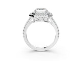 White gold Asscher Cut Diamond Double Halo Ring with Pavé Band and Prong Setting_50