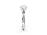 White gold Asscher Cut Diamond Engagement Ring with Bezel Set Round Side Stones and Prong Setting_57