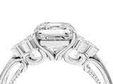 White gold Asscher Cut Diamond Engagement Ring with Bezel Set Round Side Stones and Prong Setting_57