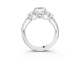 White gold Asscher Cut Diamond Engagement Ring with Bezel Set Round Side Stones and Prong Setting_58