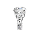 White gold Asscher Cut Diamond Engagement Ring with Bezel Set Round Side Stones and Prong Setting_58