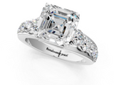 White gold Asscher Cut Diamond Engagement Ring with Pavé Band and Four-Prong Setting_10