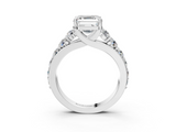 White gold Asscher Cut Diamond Engagement Ring with Pavé Band and Four-Prong Setting_12