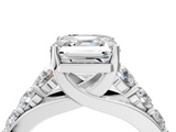 White gold Asscher Cut Diamond Engagement Ring with Pavé Band and Four-Prong Setting_13