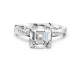 White gold Asscher Cut Diamond Engagement Ring with Side Stone Accents and Four-Prong Setting_15