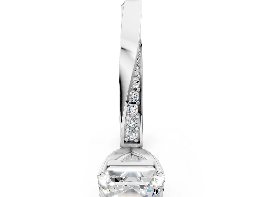 White gold Asscher Cut Diamond Engagement Ring with Side Stone Accents and Four-Prong Setting_180