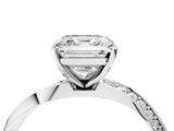 White gold Asscher Cut Diamond Engagement Ring with Side Stone Accents and Four-Prong Setting_19
