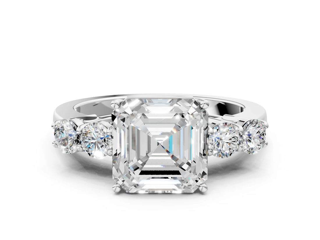 White gold Asscher Cut Diamond Five-Stone Prong Set White Gold Ring_35