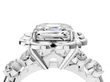 White gold Asscher Cut Diamond Floral Halo Engagement Ring with Shared Prong Setting 4