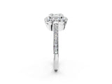 White gold Asscher Cut Diamond Floral Halo Ring with Pavé Band and Prong Setting_12