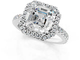 White gold Asscher Cut Diamond Halo Engagement Ring with Pavé Band and Prong Setting_28