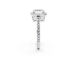White gold Asscher Cut Diamond Halo Engagement Ring with Pavé Band and Prong Setting_29