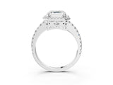 White gold Asscher Cut Diamond Halo Engagement Ring with Pavé Band and Prong Setting_30