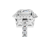 White gold Asscher Cut Diamond Halo Engagement Ring with Pavé Band and Prong Setting_32